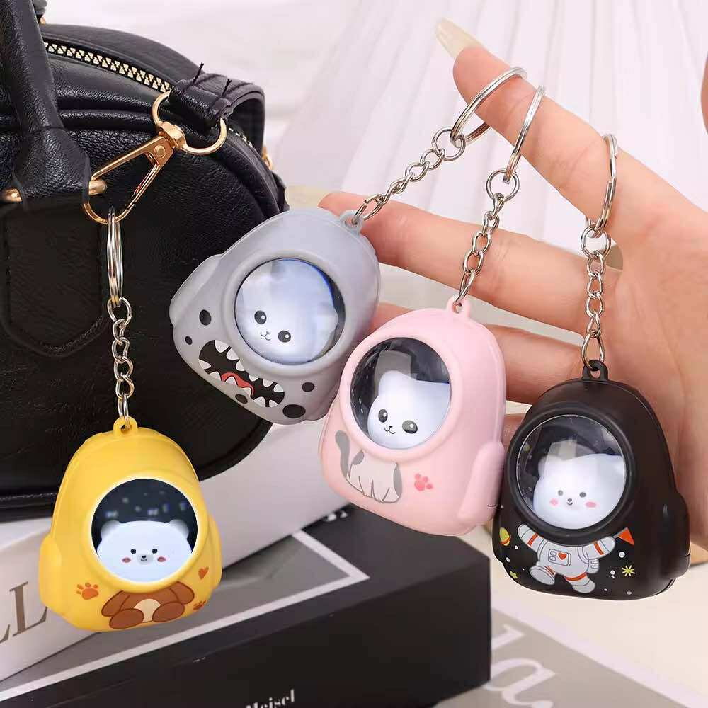 Cute Bear & Kitten Backpack with Night Light Keychain