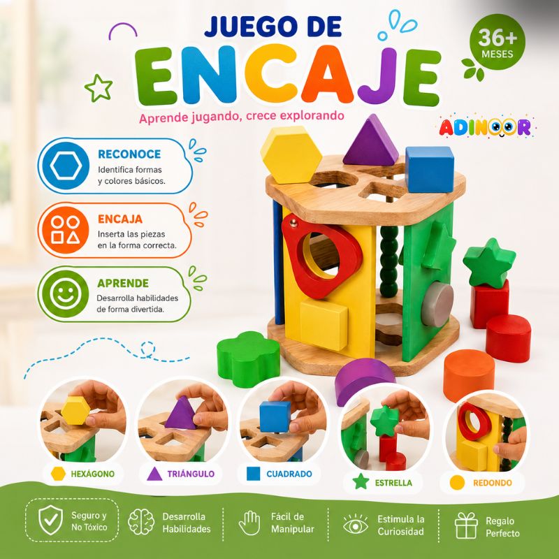 Wooden Shape Sorter Activity Cube Toy for Kids