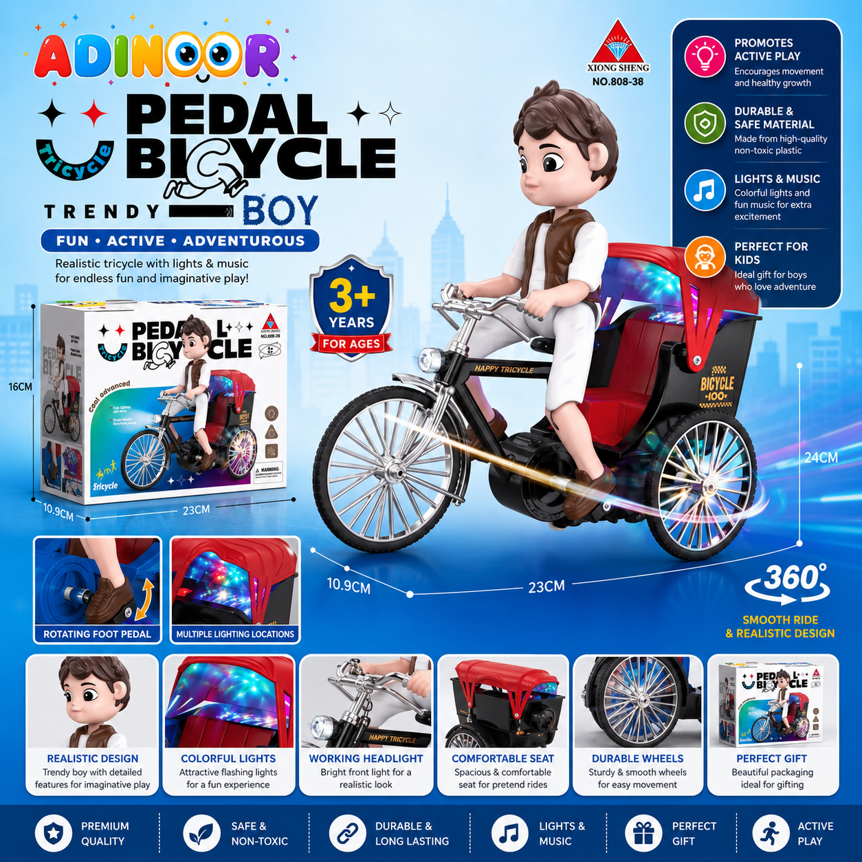 Electric Stunt Tricycle Toy Car