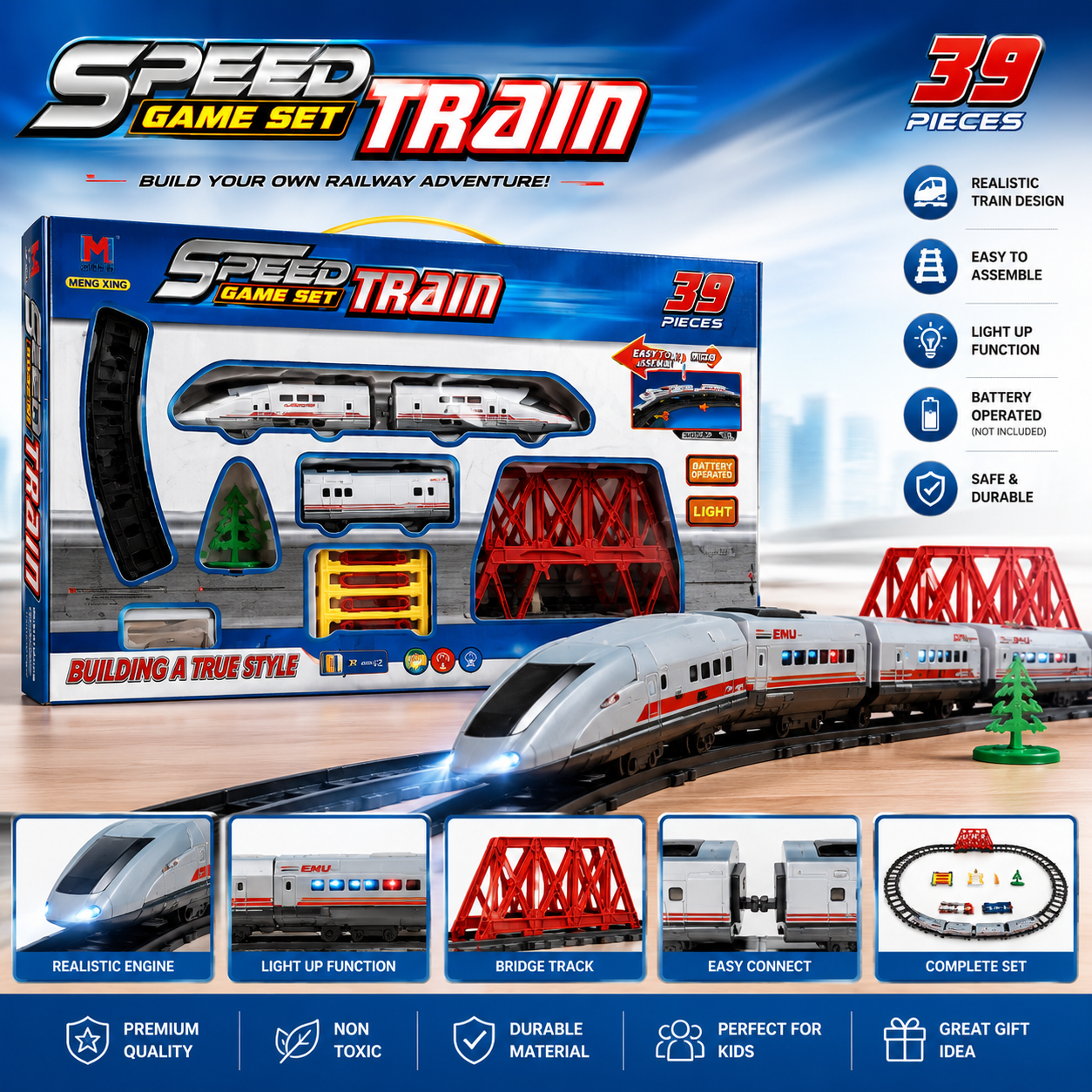 39PCS Battery Operated Bullet Train Play Set