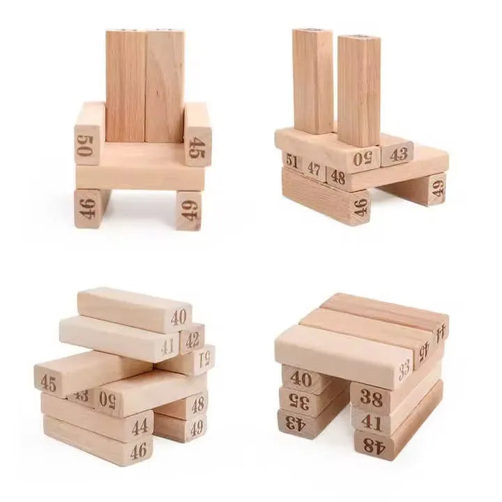 54PCS Wooden Building Block Tower