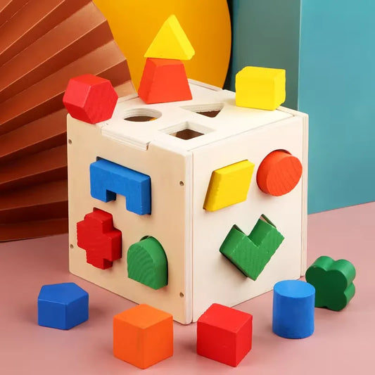Wooden Geometric Shape Puzzle Box