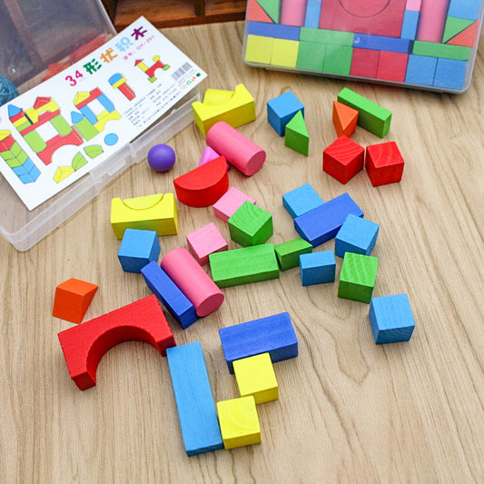 34pcs Montessori Colorful Building Blocks