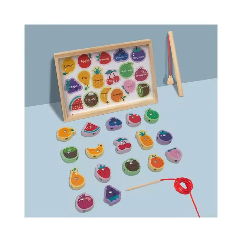Wooden Threading Fruit Fishing Toy