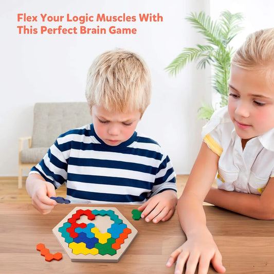 Wooden Hexagon Puzzle – Brain & STEM Game
