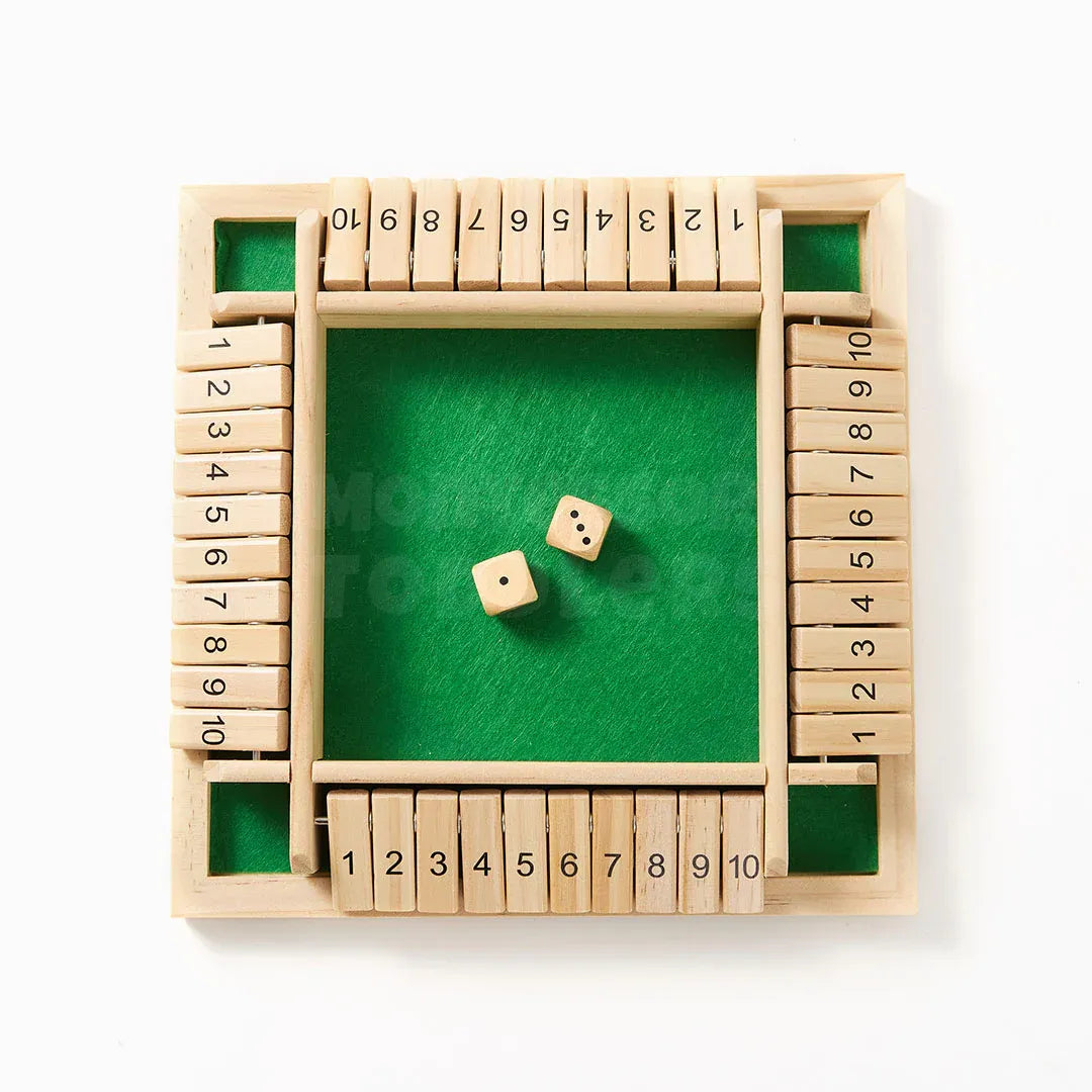 Classic Shut The Box – Wooden 4-Player Number Game