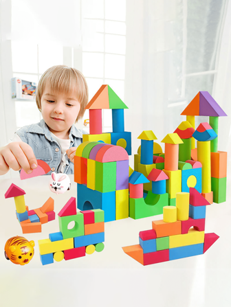 Wooden Colorful Building Blocks Puzzle Toy