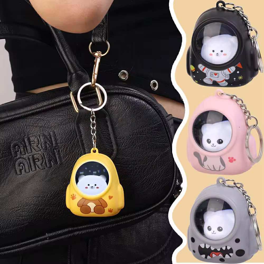 Cute Bear & Kitten Backpack with Night Light Keychain