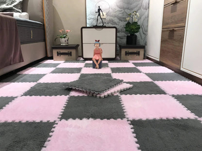 Soft Luxury Velvet EVA Foam Baby Play Mat – (10 pcs) Set