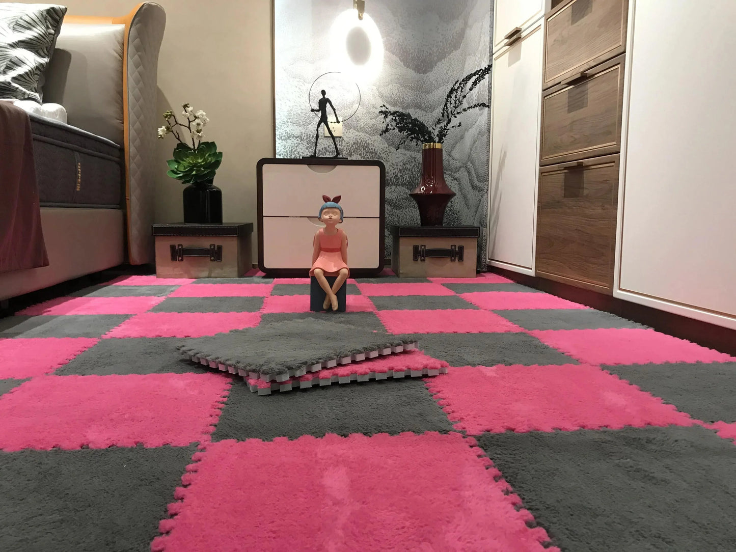 Soft Luxury Velvet EVA Foam Baby Play Mat – (10 pcs) Set