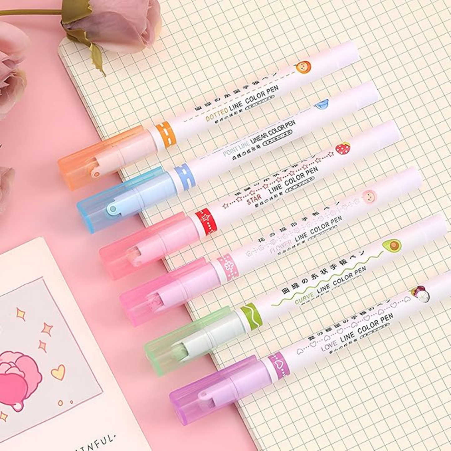Newtic Curve Highlighter Pen Set – 6 pcs