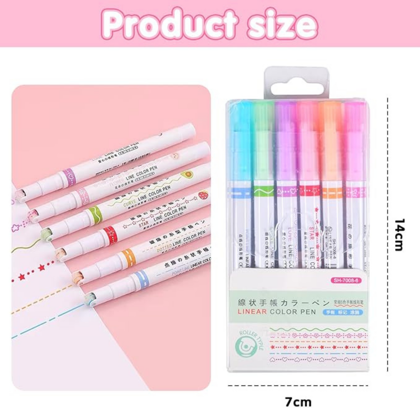 Newtic Curve Highlighter Pen Set – 6 pcs