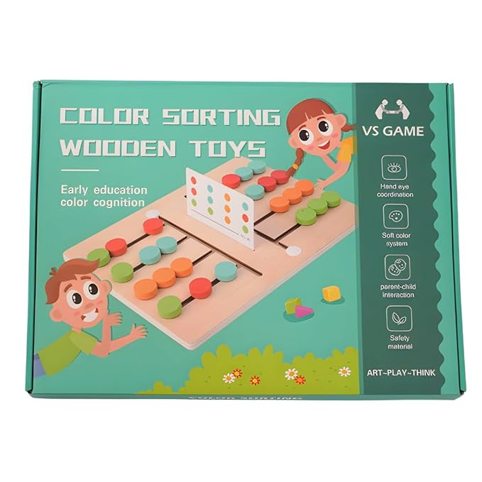 Wooden Color Sorting & Sliding Puzzle