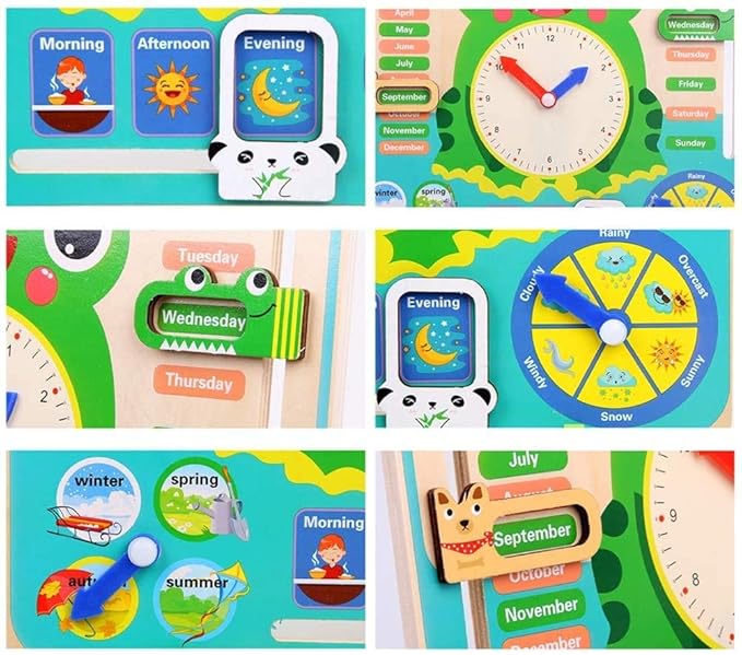 7-in-1 Montessori Wooden Kids Calendar