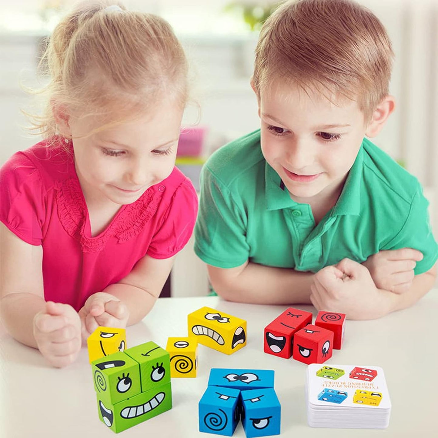 Wooden Face Changing Puzzle Cube for Kids