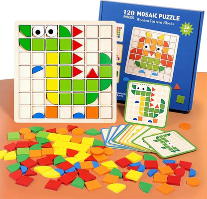 Kids Mosaic Shape Puzzle – Wooden 120 PCS