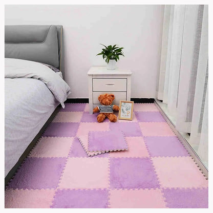 Soft Luxury Velvet EVA Foam Baby Play Mat – (10 pcs) Set