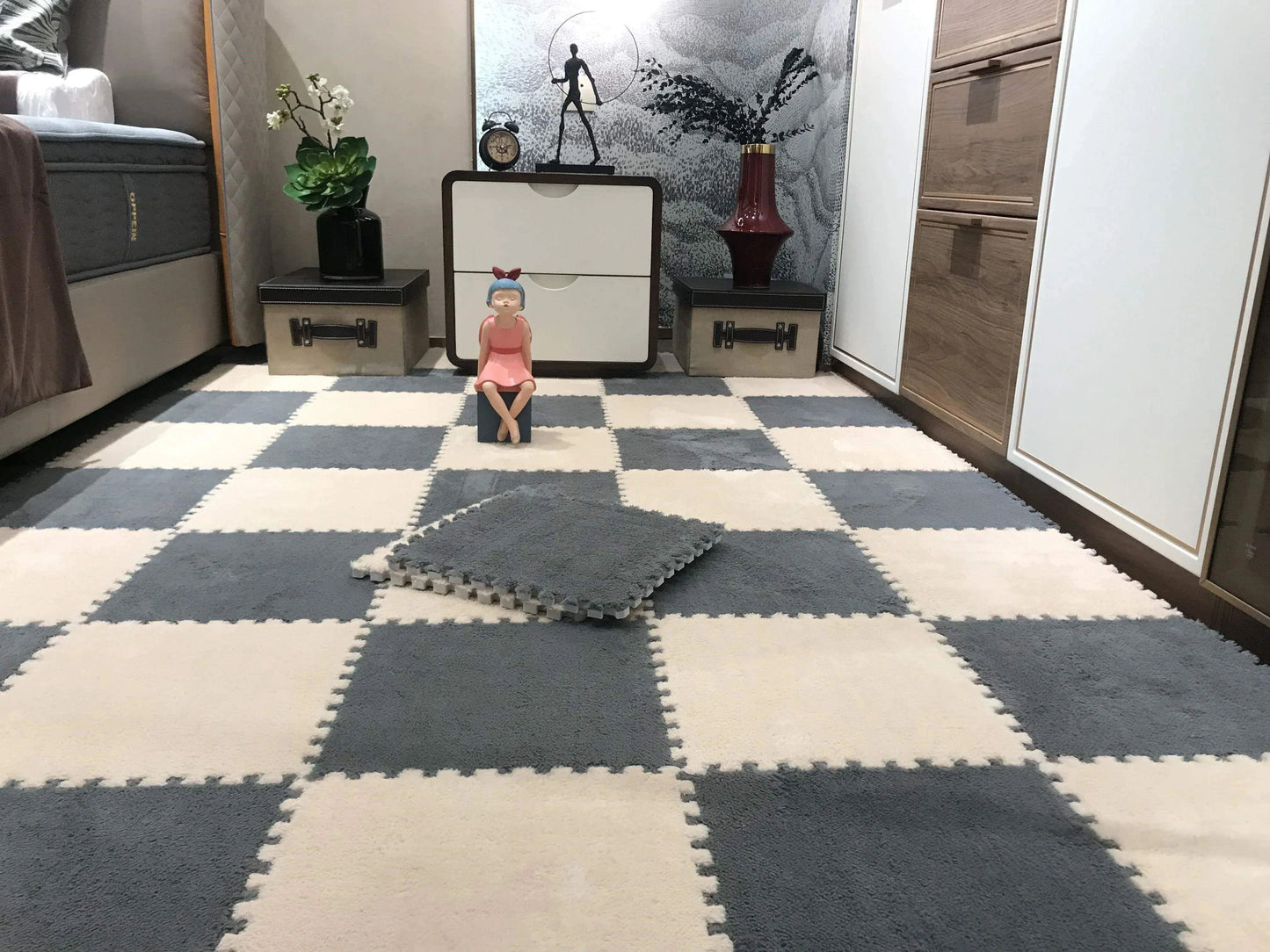 Soft Luxury Velvet EVA Foam Baby Play Mat – (10 pcs) Set