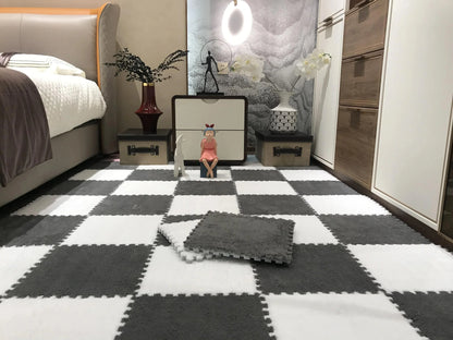 Soft Luxury Velvet EVA Foam Baby Play Mat – (10 pcs) Set