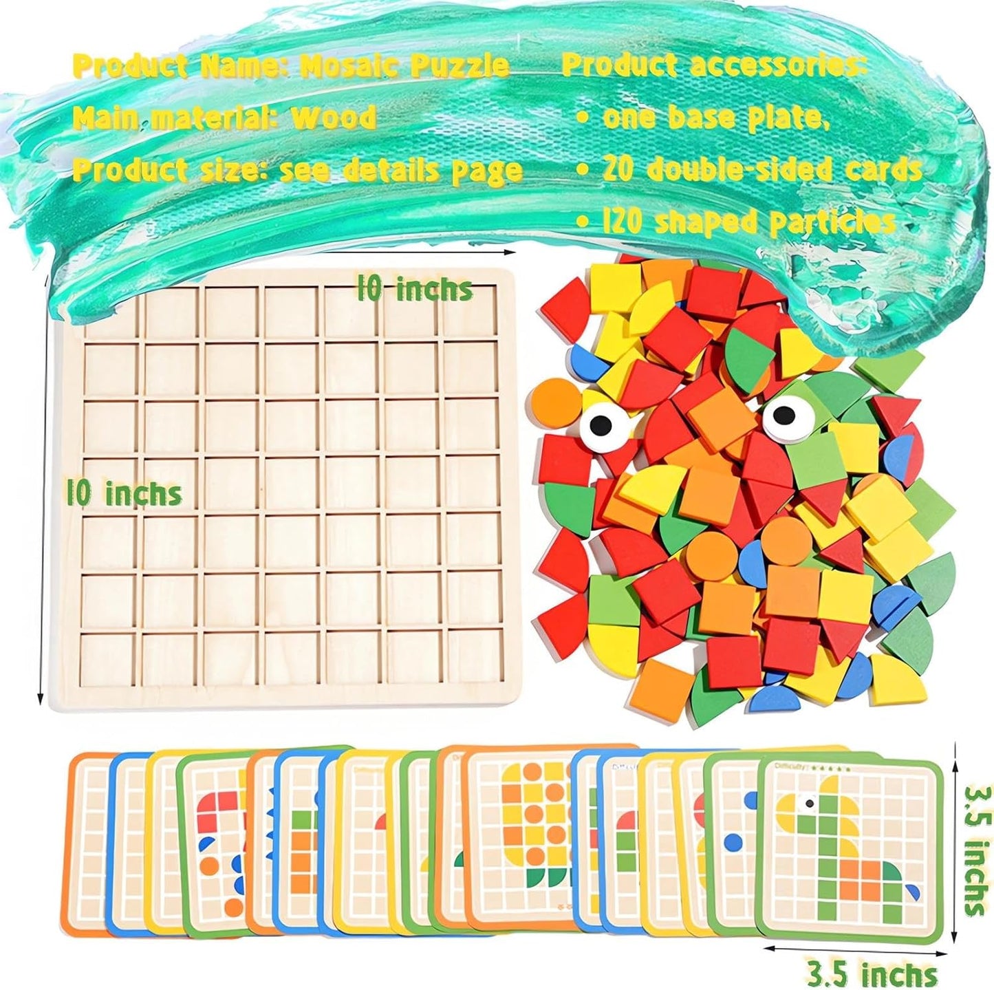 Kids Mosaic Shape Puzzle – Wooden 120 PCS