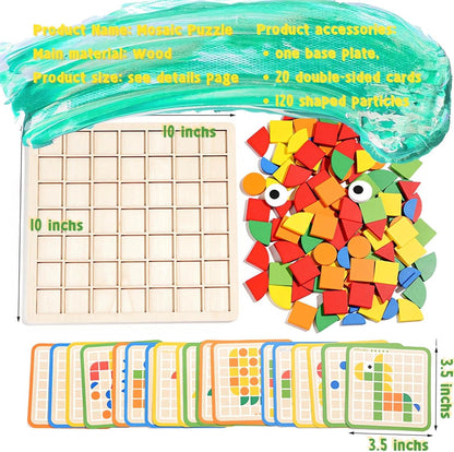 Kids Mosaic Shape Puzzle – Wooden 120 PCS
