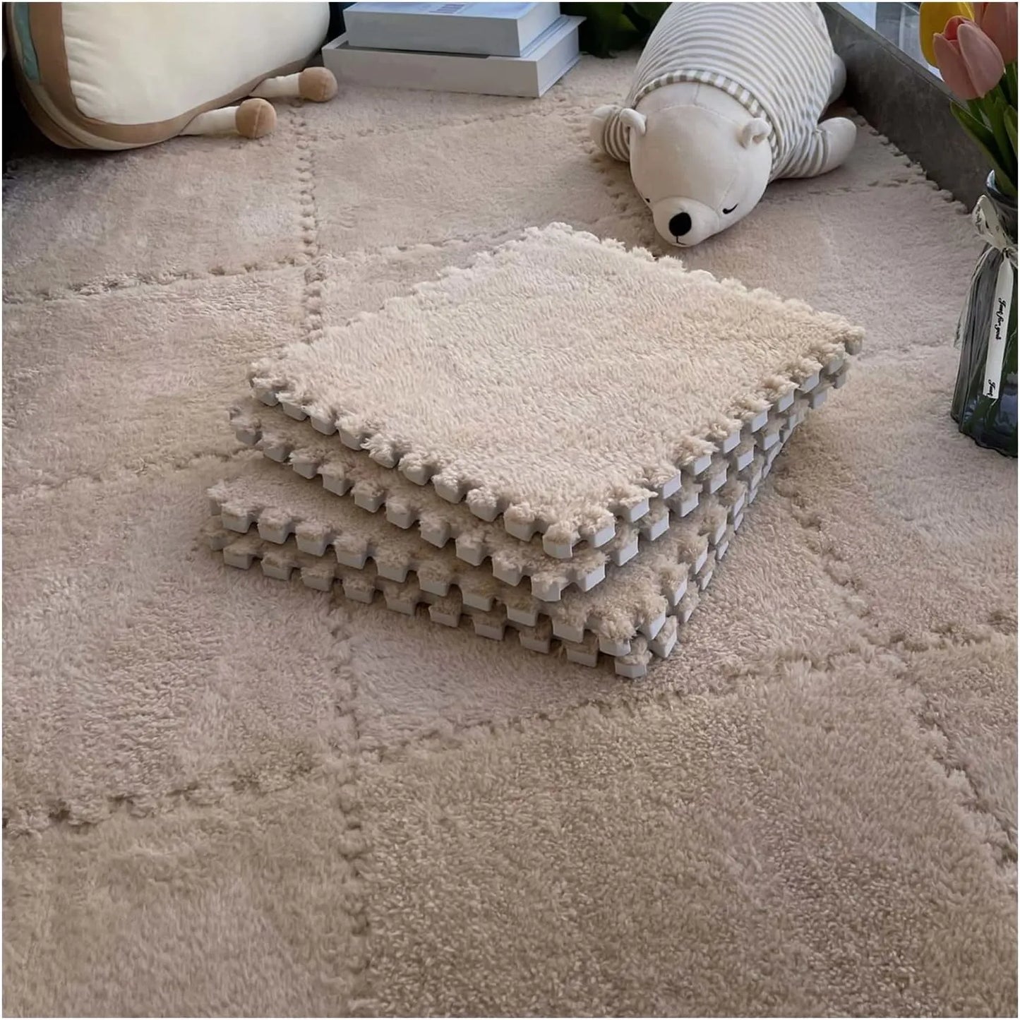 Soft Luxury Velvet EVA Foam Baby Play Mat – (10 pcs) Set