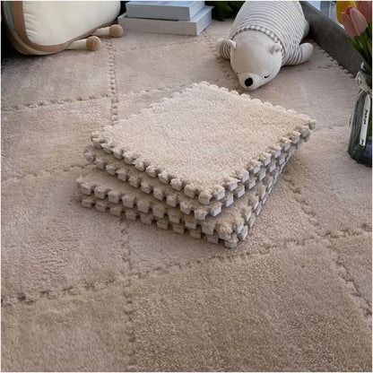 Soft Luxury Velvet EVA Foam Baby Play Mat – (10 pcs) Set