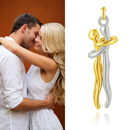 Couple Hug Heart Pendant Necklace – Romantic Bond Design