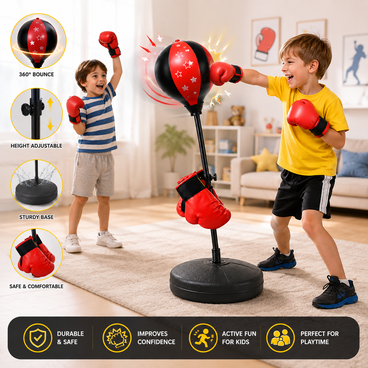 Kids Boxing Glove & Punching Bag Set