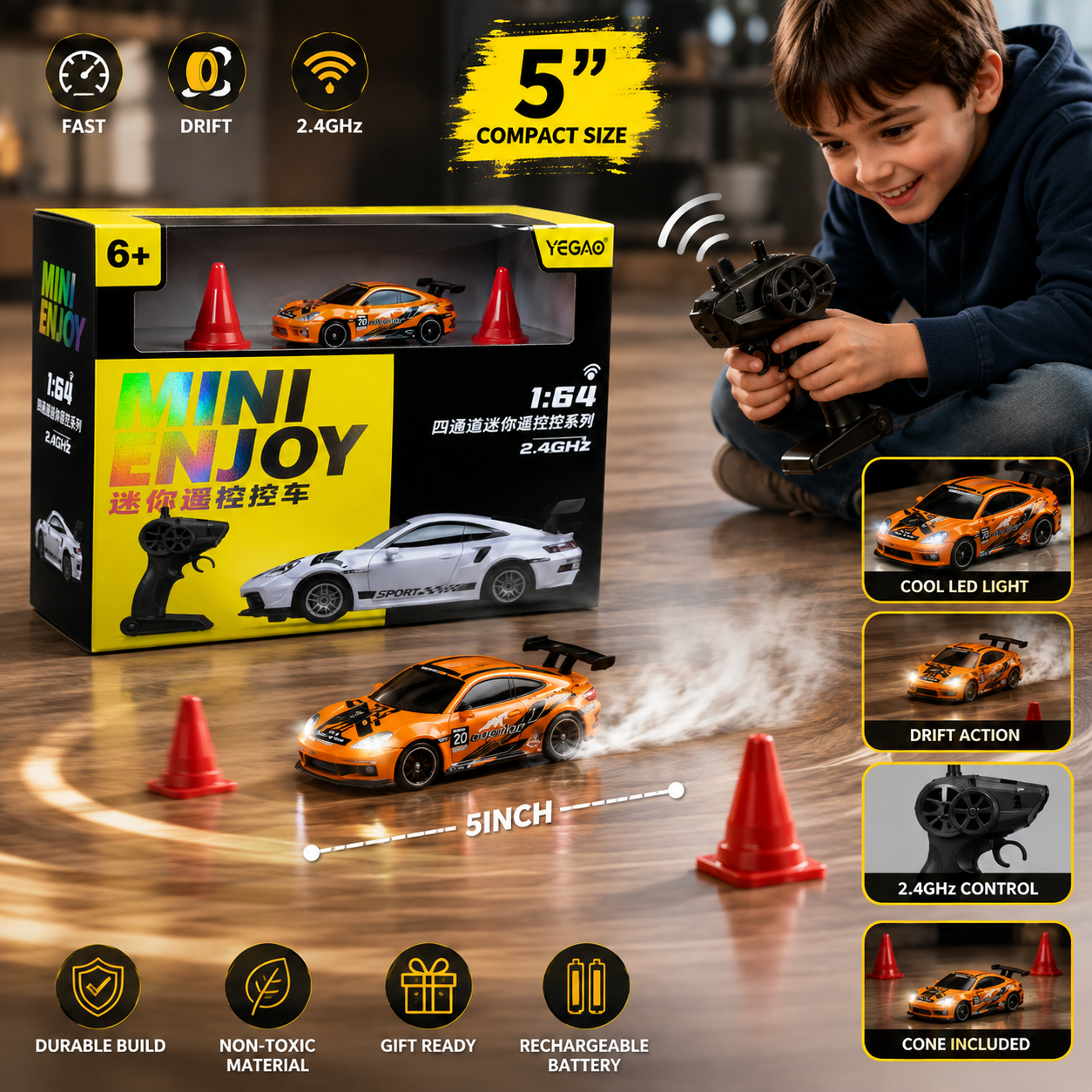 1:64 Scale High-Speed Mini RC Drift Car
