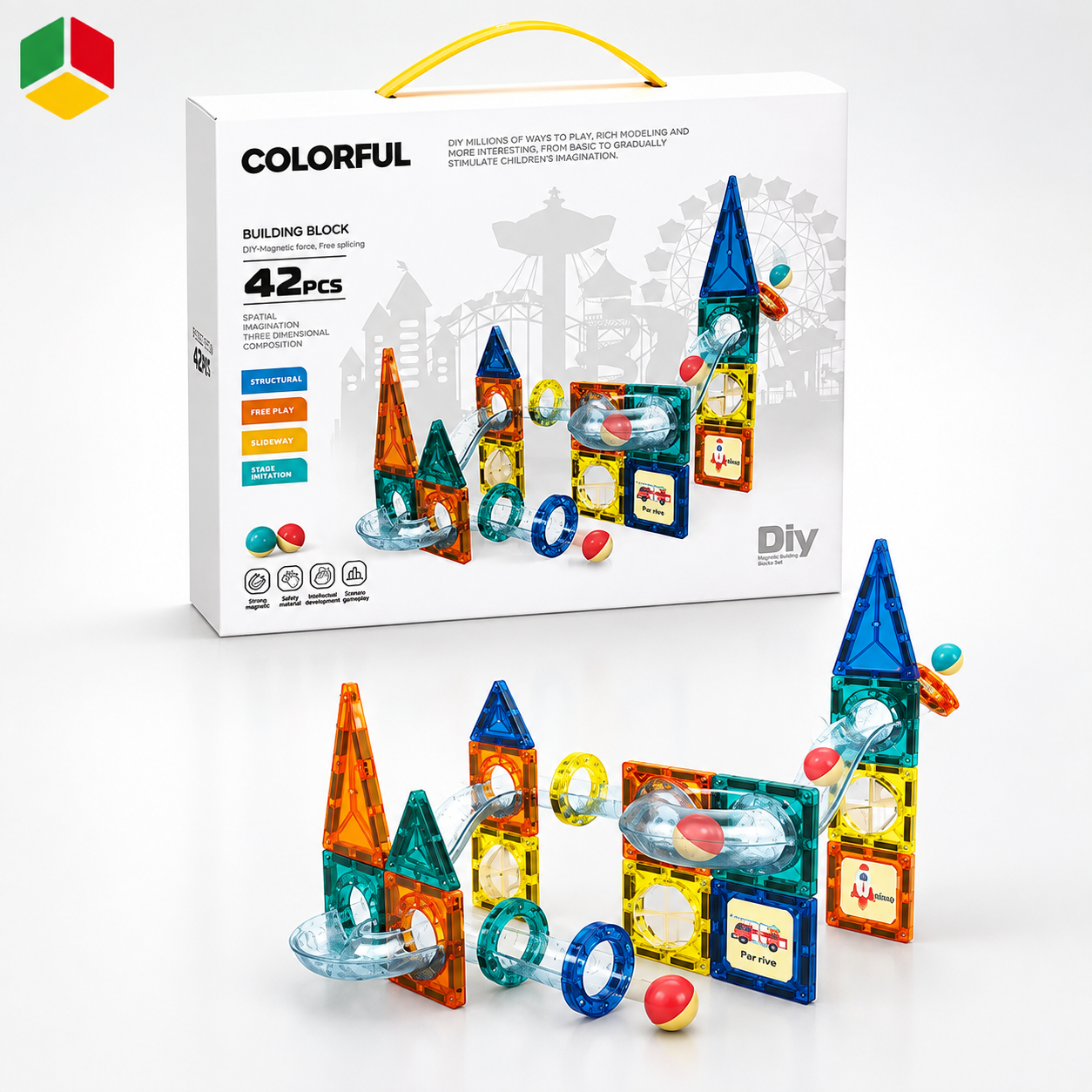 (42 Pcs) 3D Educational Magnetic Building Tiles Toy Set