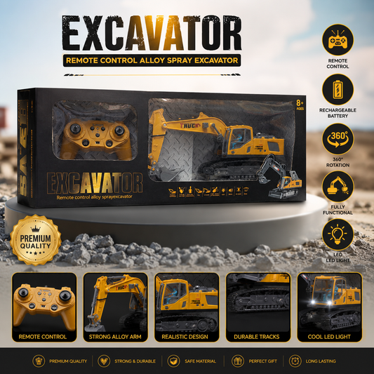 Premium Remote Control Alloy Spray Excavator Toy
