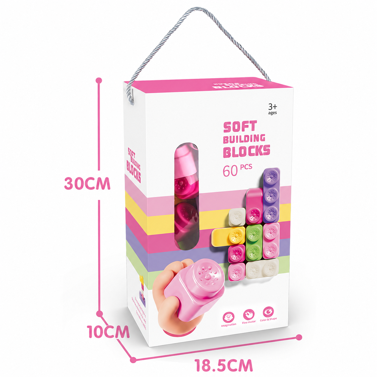 60PCS Soft Rubber Animal Building Blocks Set