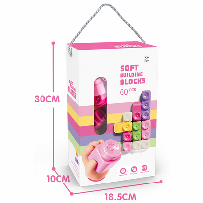 60PCS Soft Rubber Animal Building Blocks Set