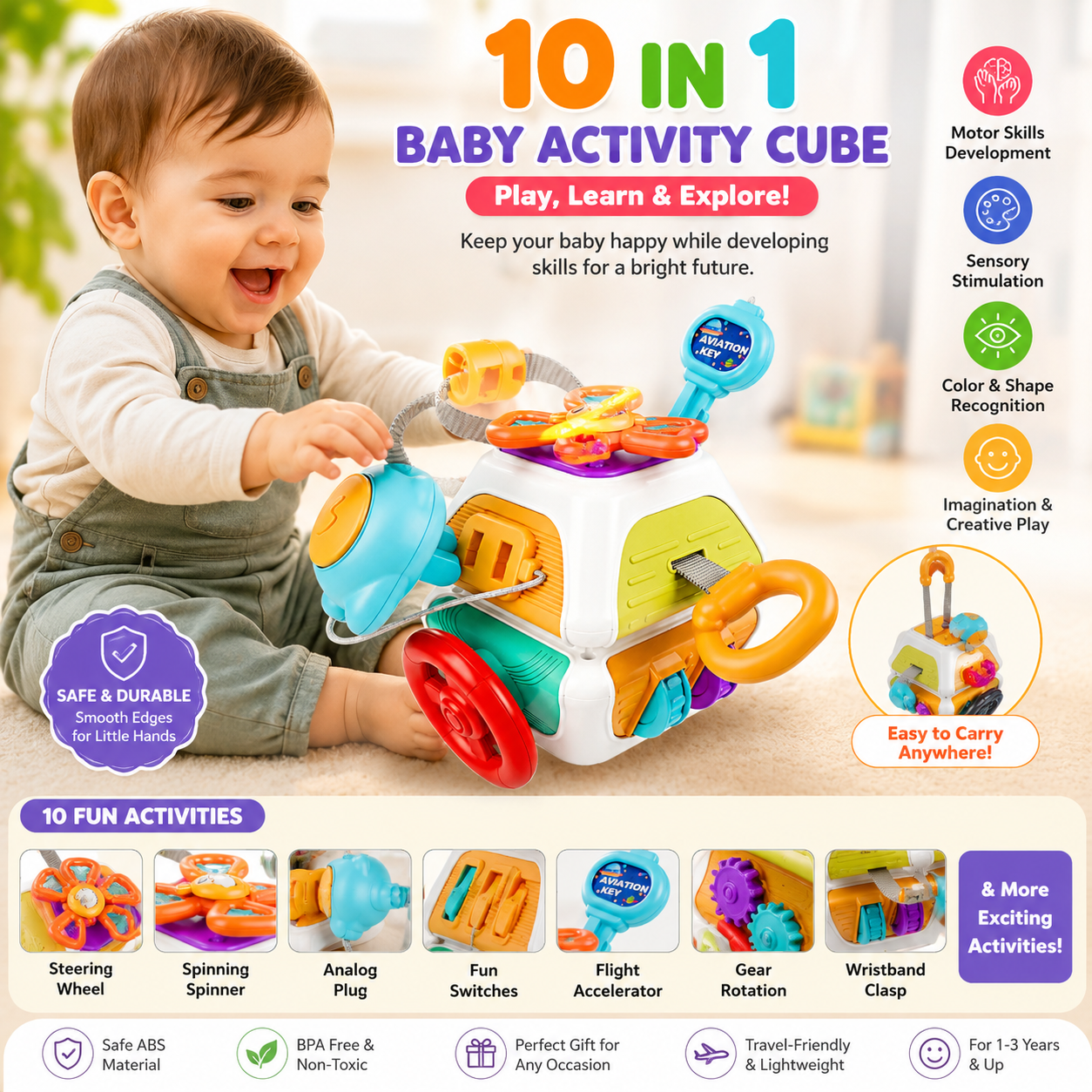 10-in-1 Baby Activity Cube Toy