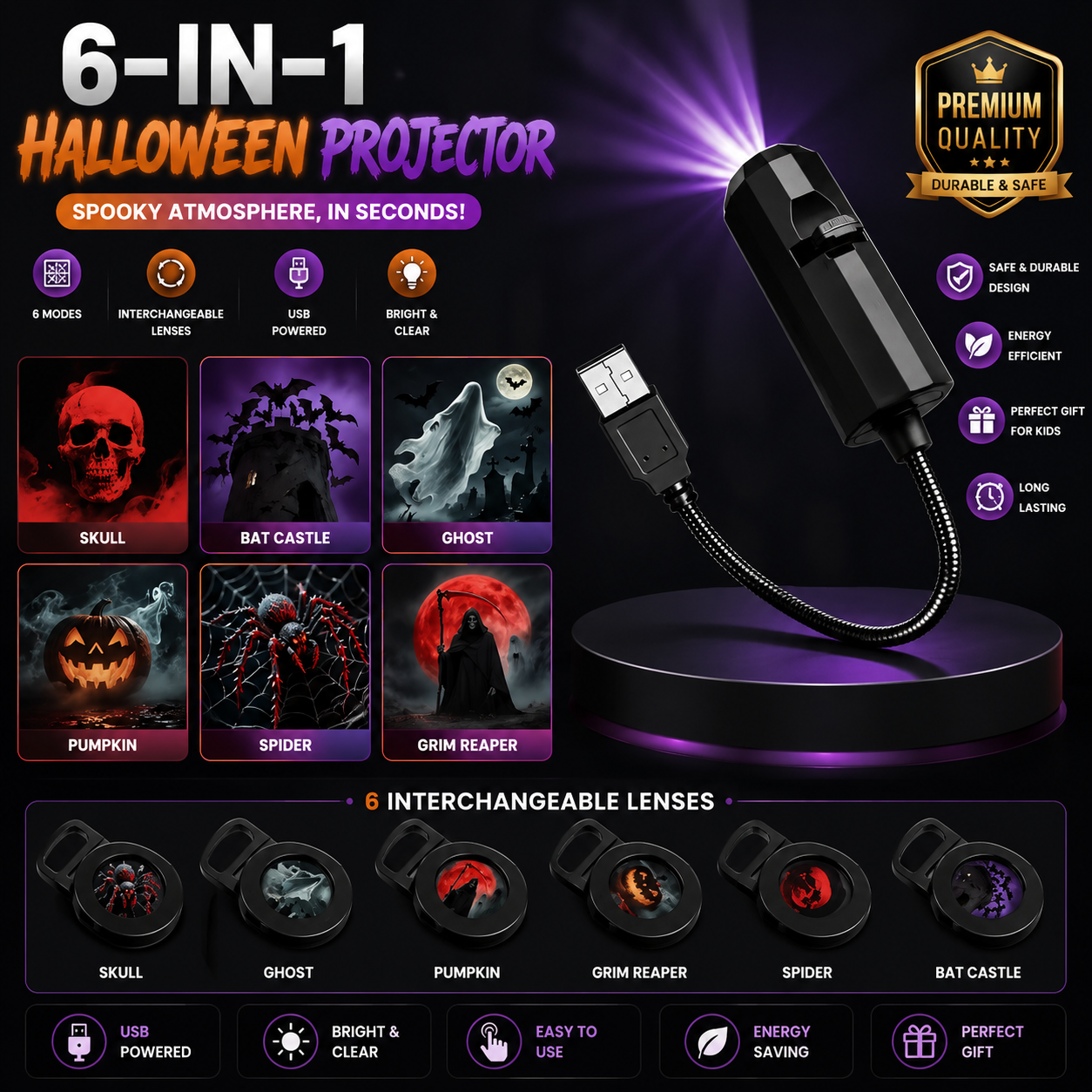6-in-1 Halloween Projector