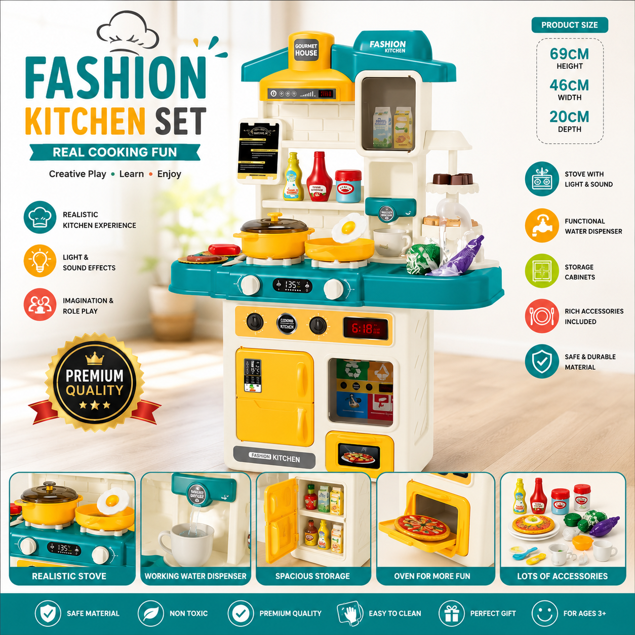 43PCS Spray Mist Kids Kitchen Play Set