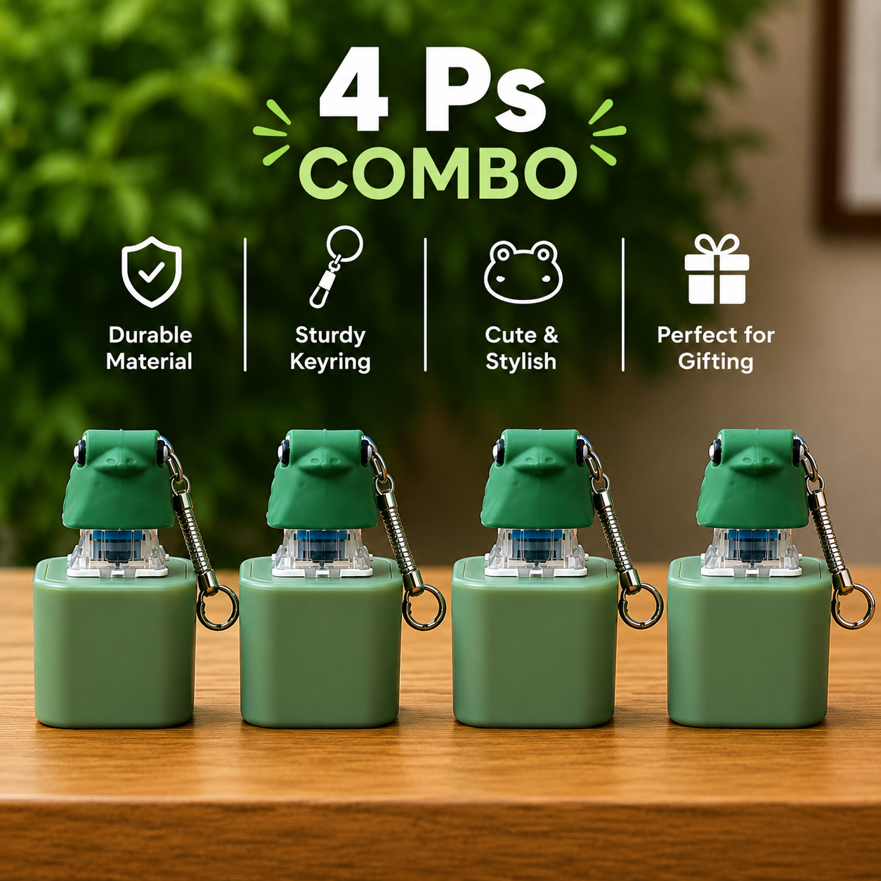4 Pcs Frog Fidget Keychain – Lights & Sound