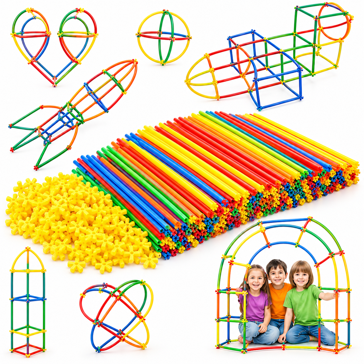 200-Piece Straw Building Blocks Set