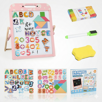 Wooden Double-Sided Magnetic Blackboard for Kids