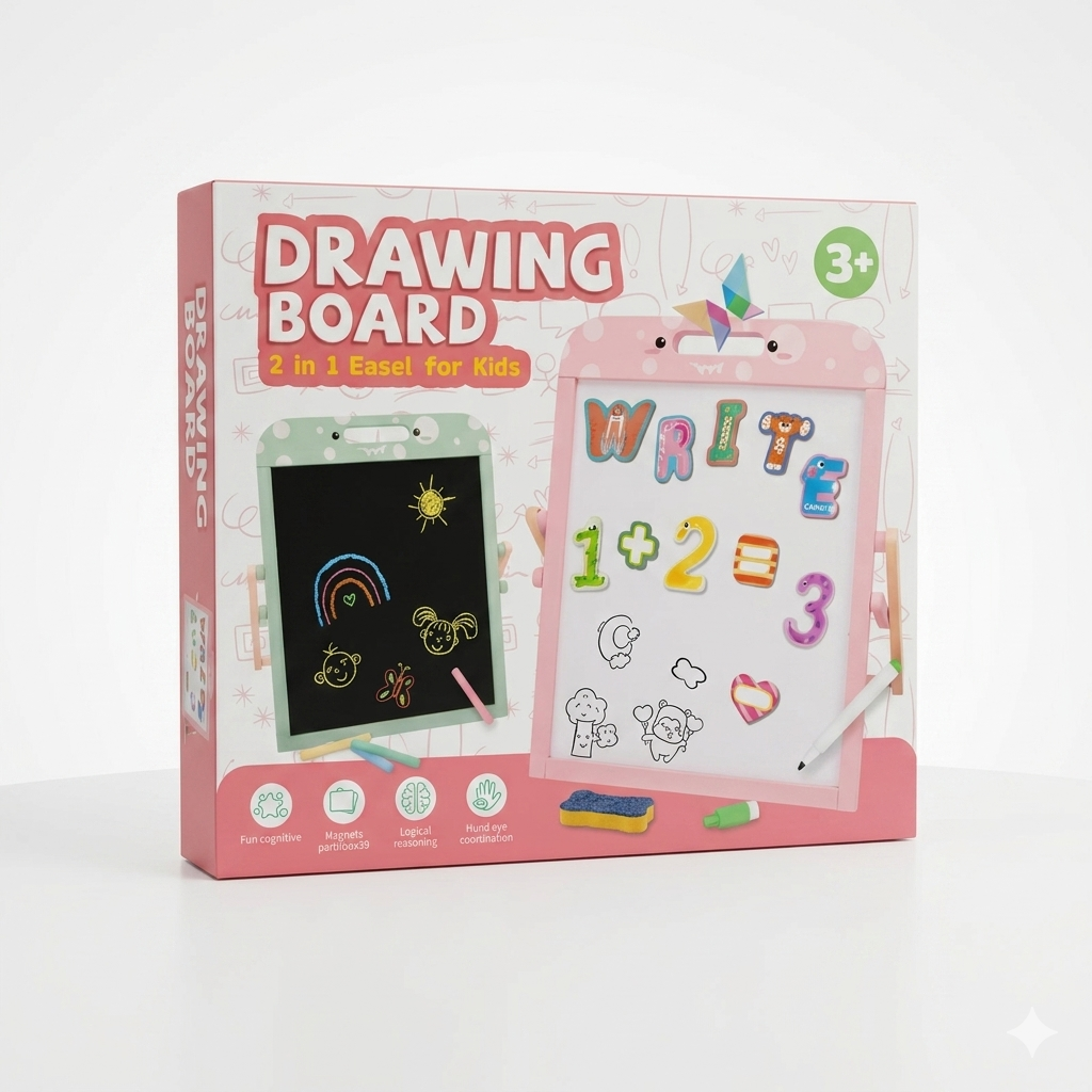 Wooden Double-Sided Magnetic Blackboard for Kids