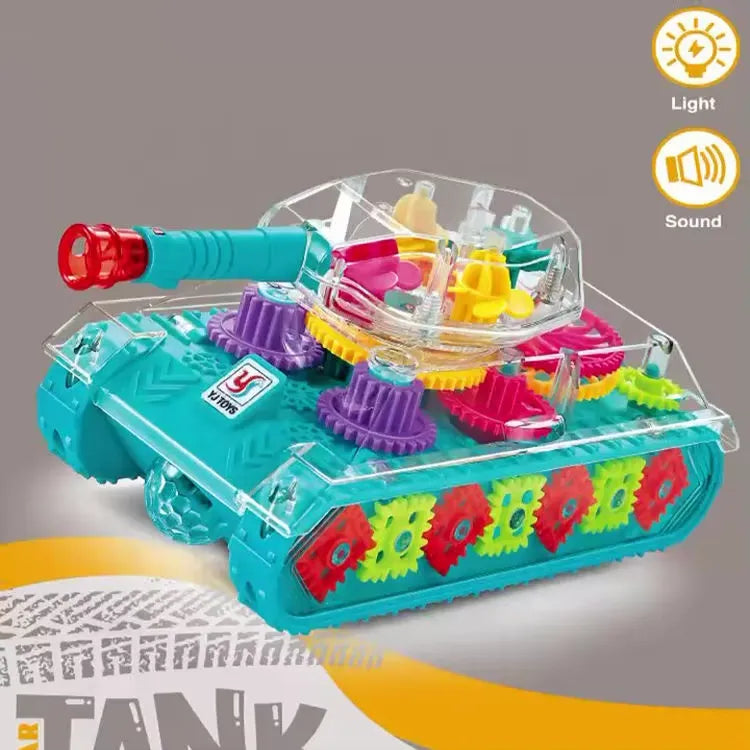 Transparent Gear Electric Tank Toy