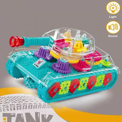 Transparent Gear Electric Tank Toy
