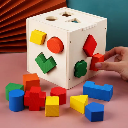 Wooden Geometric Shape Puzzle Box