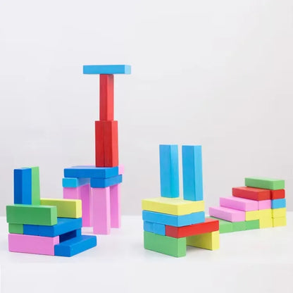 54PCS Colorful Timber Tower Blocks Game