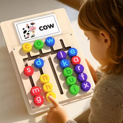 Wooden Shape & Letter Slide Puzzle Board