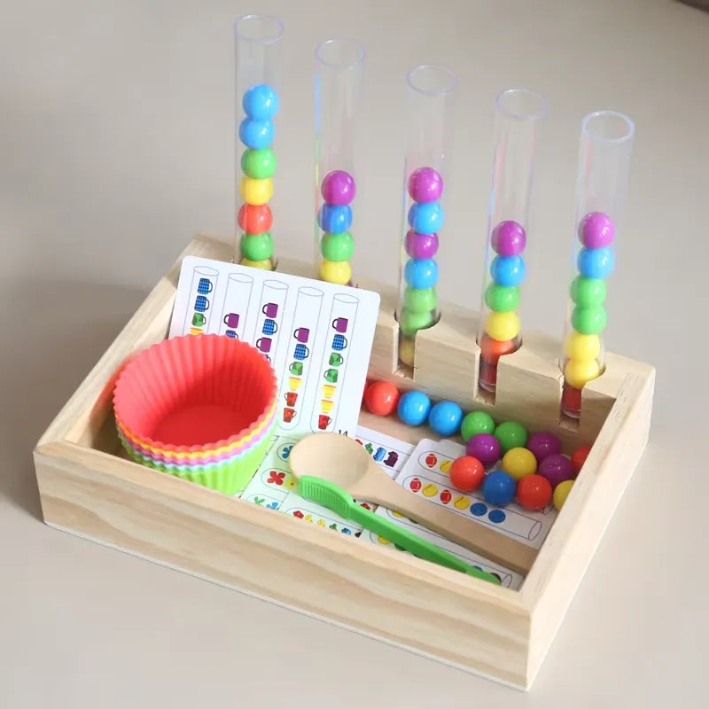 Wooden Rainbow Bead Counting Set
