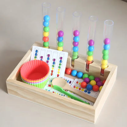 Wooden Rainbow Bead Counting Set