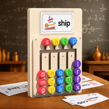 Wooden Shape & Letter Slide Puzzle Board