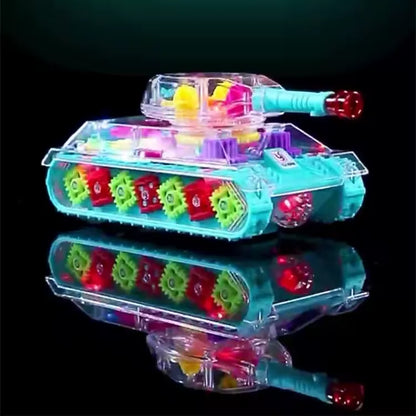 Transparent Gear Electric Tank Toy